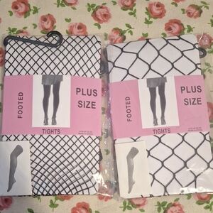 Plus Size Footed Fishnet Tights In Black
